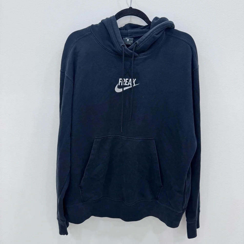 Nike Sportswear Freak Hoodie Sweatshirt Men Black Spell Out Sz Lg